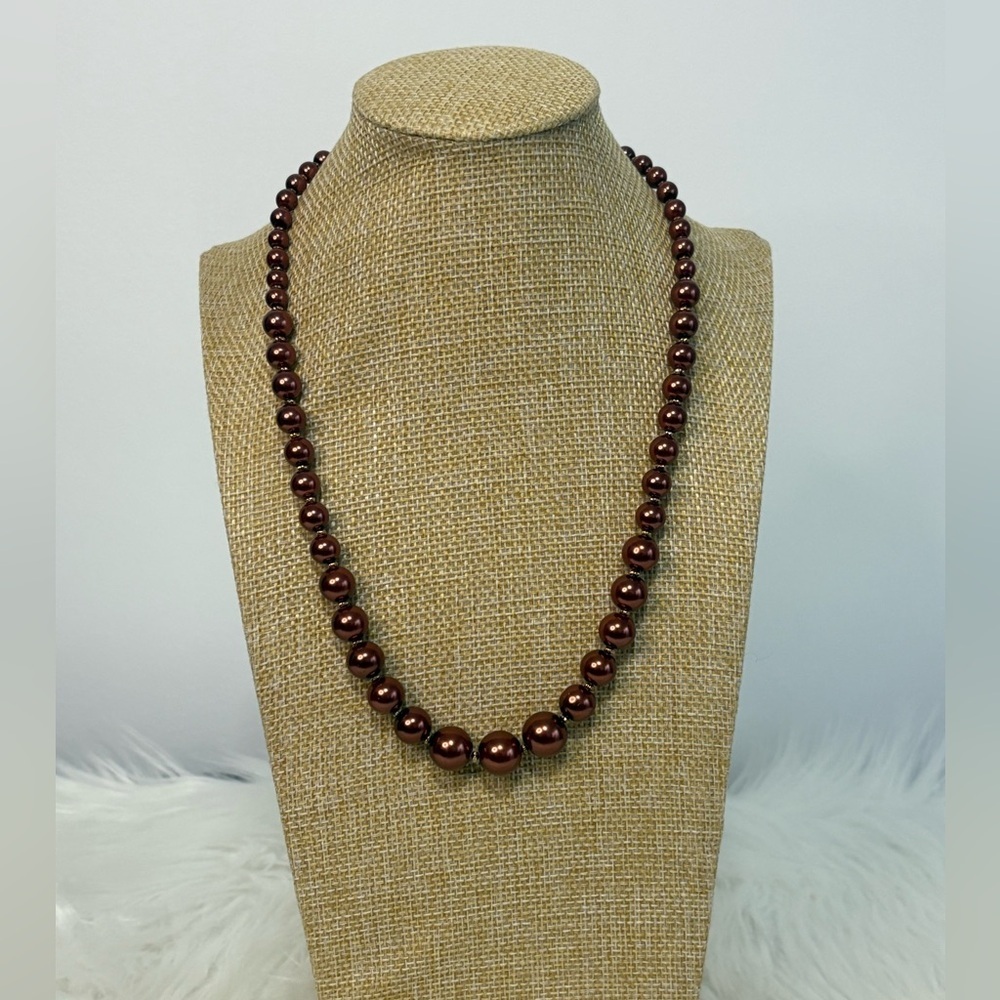 (254)Elegant Brown Beaded Necklace - Picture 2 of 8